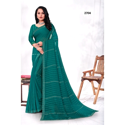 YNF Blueberry Fancy Saree: Swarovski Work, Fancy Border, Stunning Elegance!