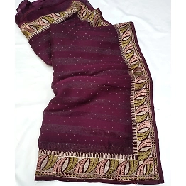 YNF RimZim Patta Saree: Runnig Blouse, Heavy Embroidery & Swarovski Border