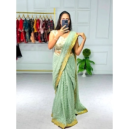 YNF Heavy Georgette Lehenga Saree - Stunning Embroidered Banglory Blouse