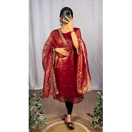 Original Banarasi Tissu Kurti with Embroidery and Sequence Work