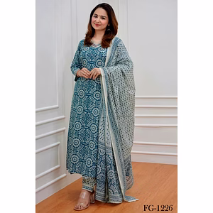 Digital Print Afghani Suit Set - Magic Cotton Fabric