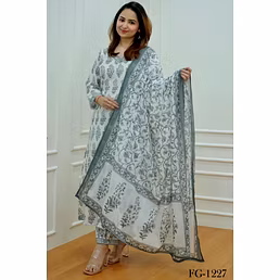 Digital Print Afghani Suit Set - Magic Cotton Fabric