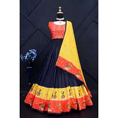 Muslin Cotton Lehenga Set with Printed Design - Complete Package