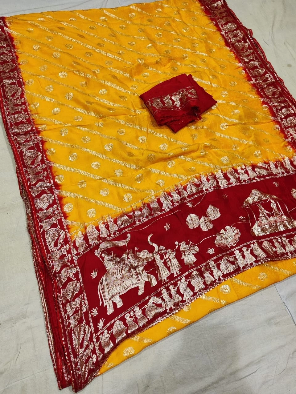 Russian Silk Saree: Beautiful, Lightweight, &amp; Top Quality-NSD-42-Yellow