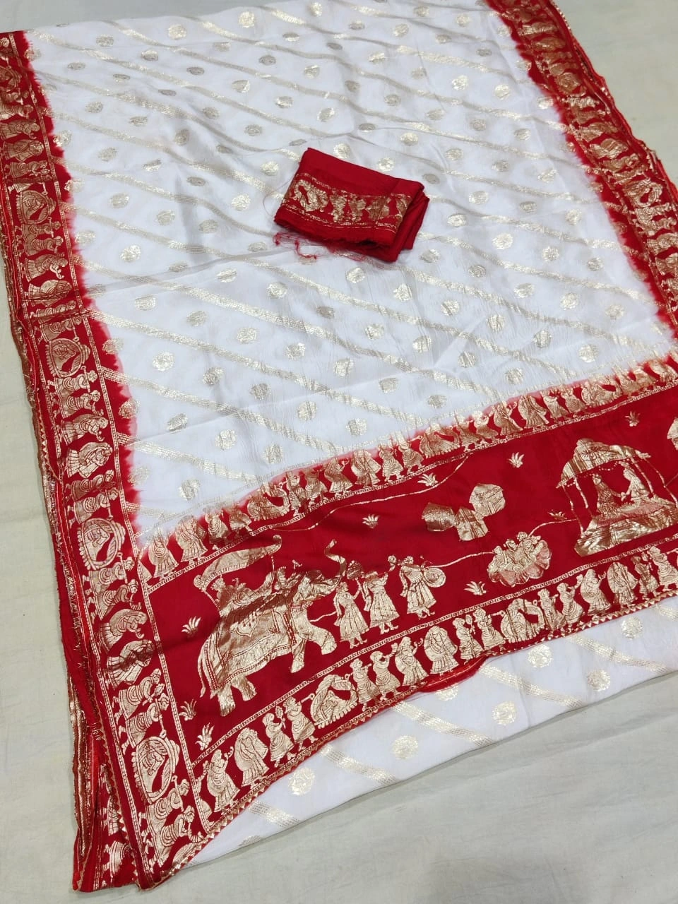 Russian Silk Saree: Beautiful, Lightweight, &amp; Top Quality-NSD-42-White