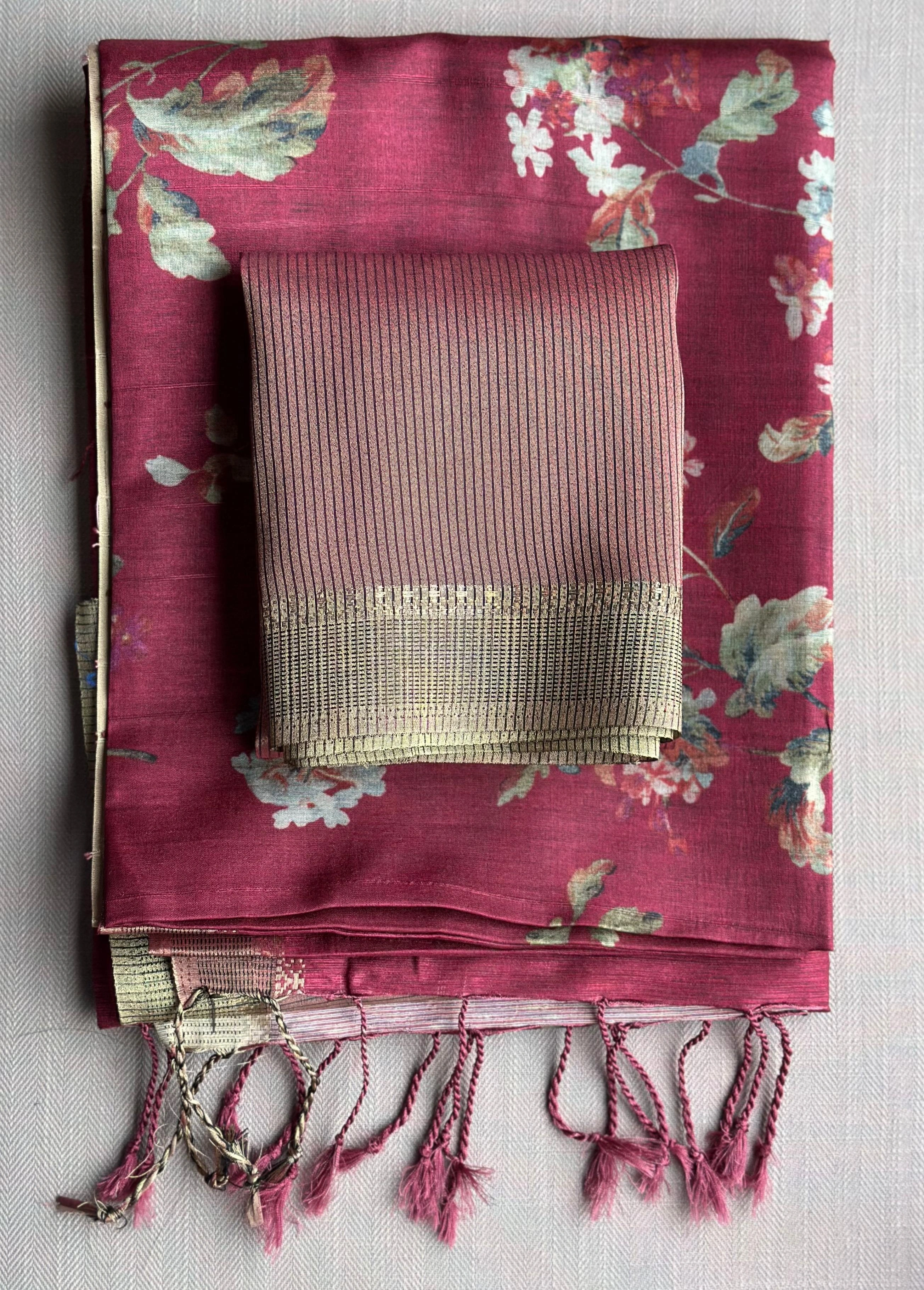 Silky Tussar Silk Saree: Weaving Jacquard Border, Handloom Pallu, Latest Colours-Rani-1