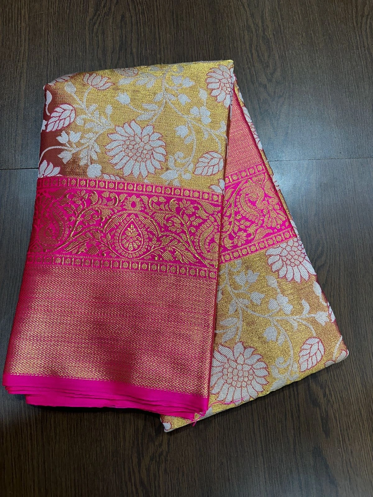 Handloom-woven Pure Kanjivaram Silk Saree with Rich Zari Weaving-RSF-86-Pink