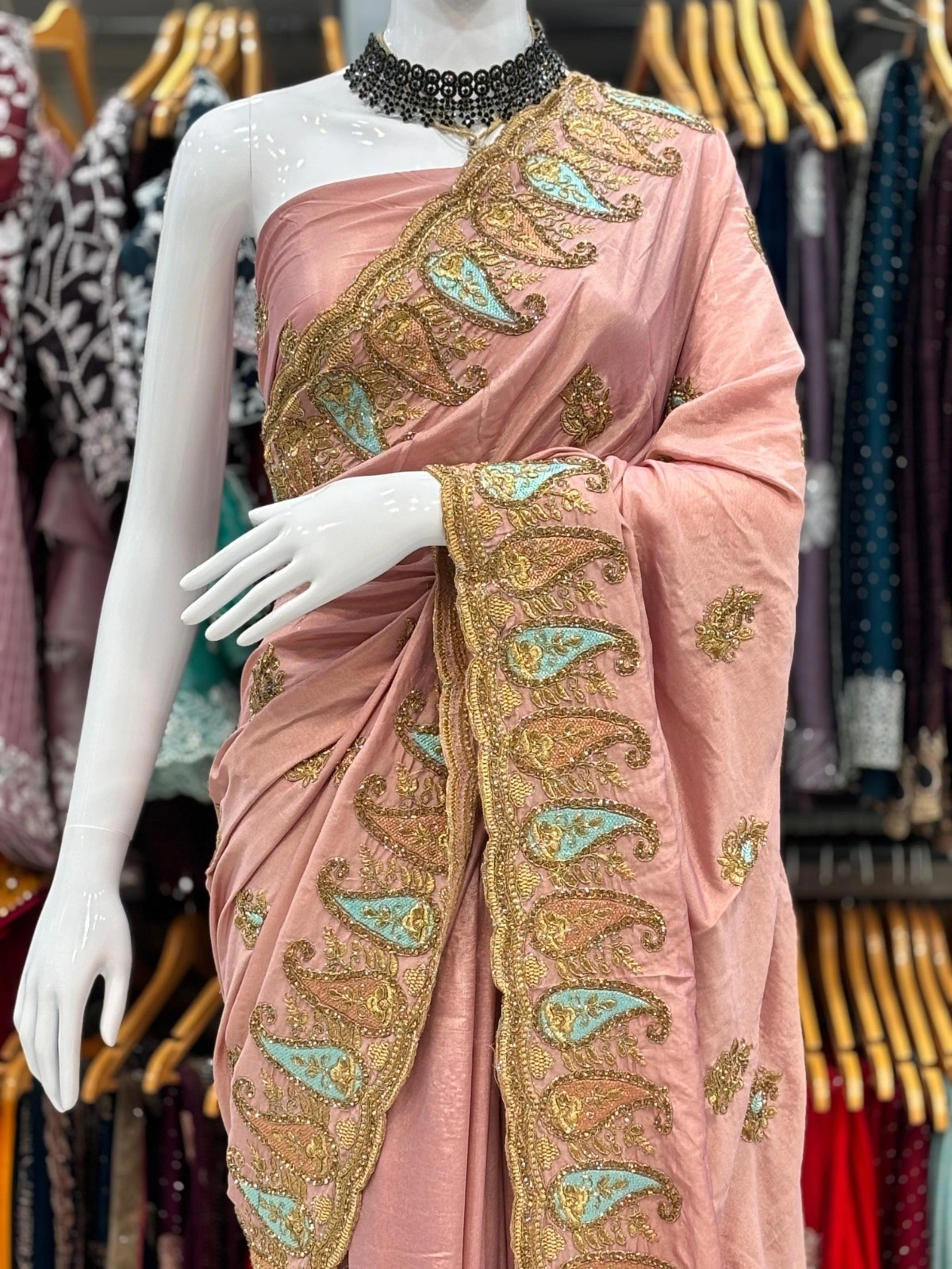 Soft Silk Saree with Full Heavy Thread &amp; Zari Embroidery-RSRM-9052-Peach