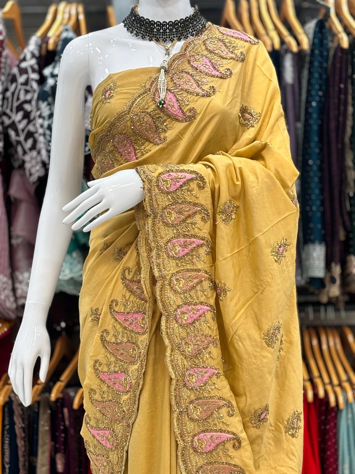 Soft Silk Saree with Full Heavy Thread &amp; Zari Embroidery-RSRM-9052-Yellow