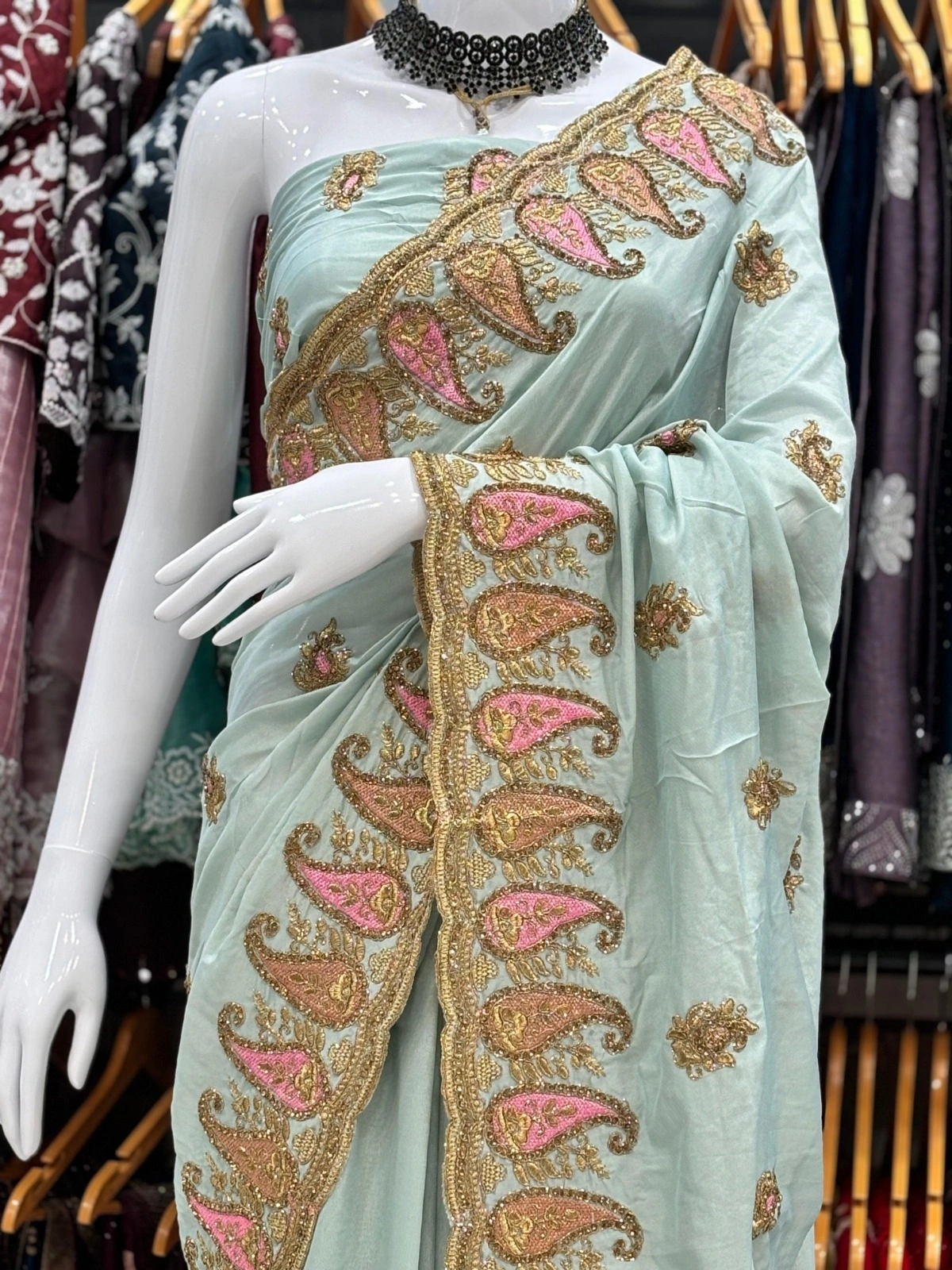 Soft Silk Saree with Full Heavy Thread &amp; Zari Embroidery-RSRM-9052-SkyBlue