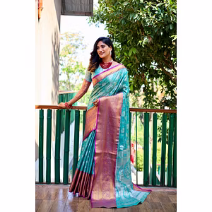 Banarasi Handloom Tissue Silk Saree: Stunning Gold Zari Work, Elegant Design