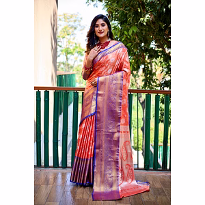 Banarasi Handloom Tissue Silk Saree: Stunning Gold Zari Work, Elegant Design