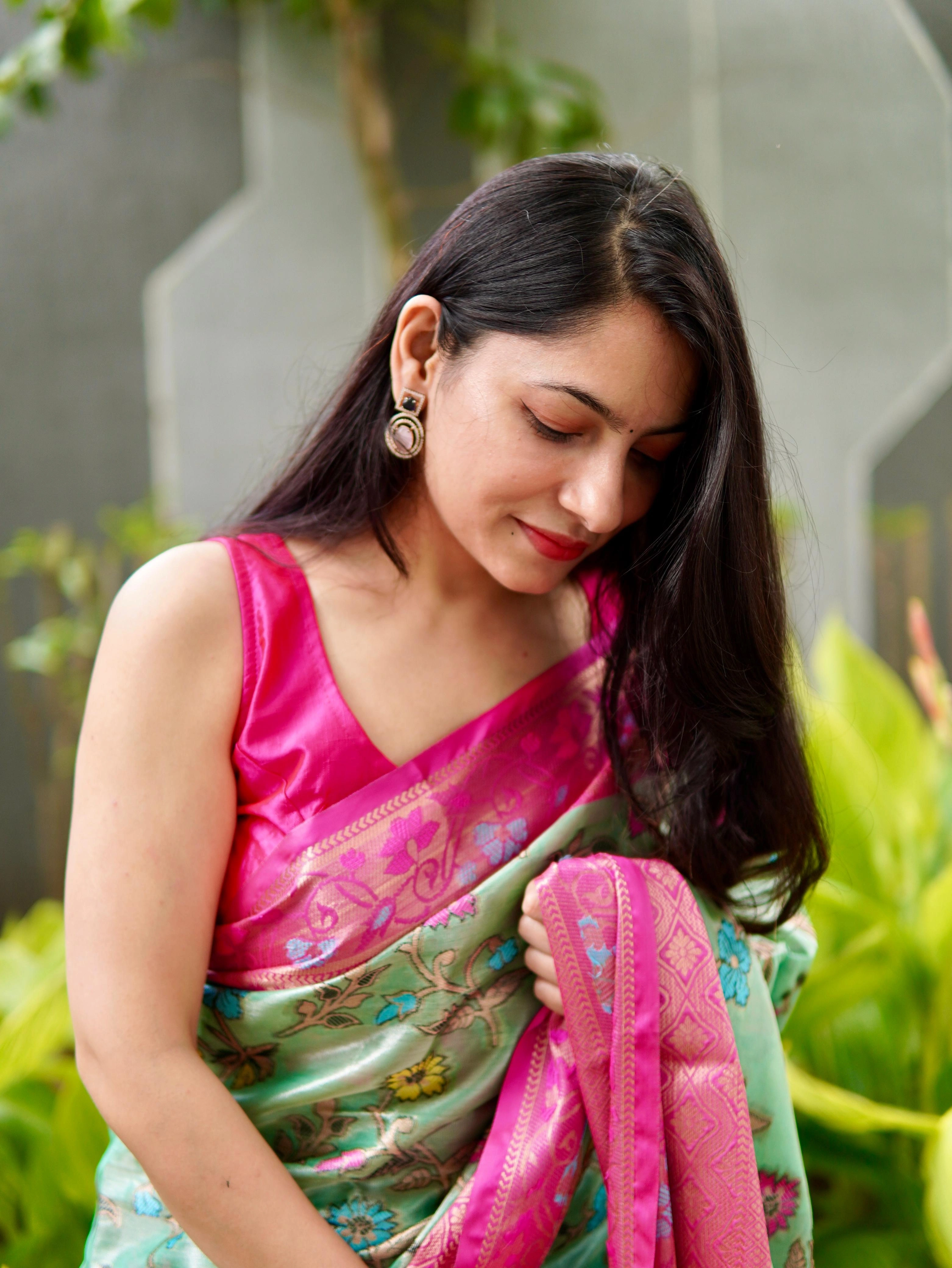 Fresh Arrival: Soft Banarsi Handloom Pattu Silk Saree with Pure Zari Weaving-Green-1