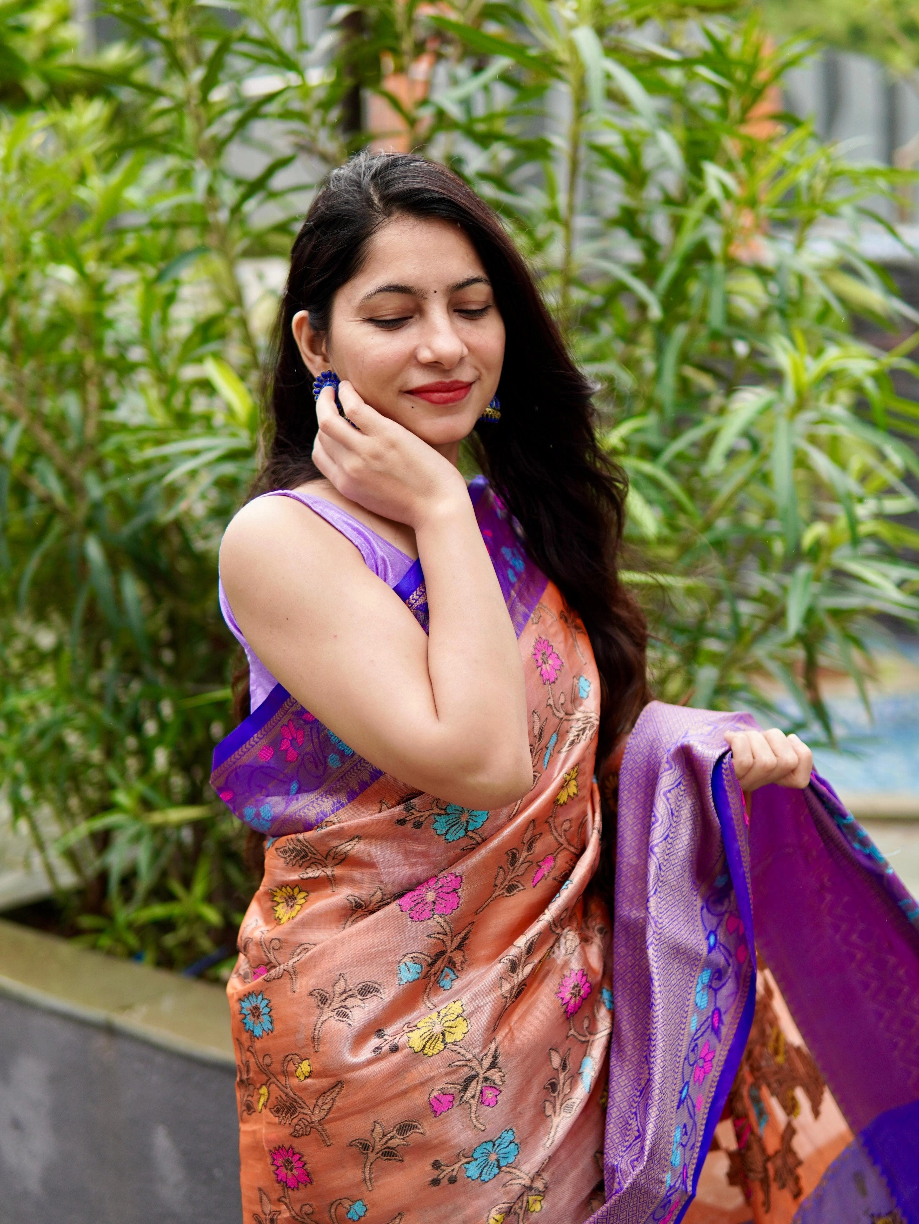 Fresh Arrival: Soft Banarsi Handloom Pattu Silk Saree with Pure Zari Weaving-Orange-1