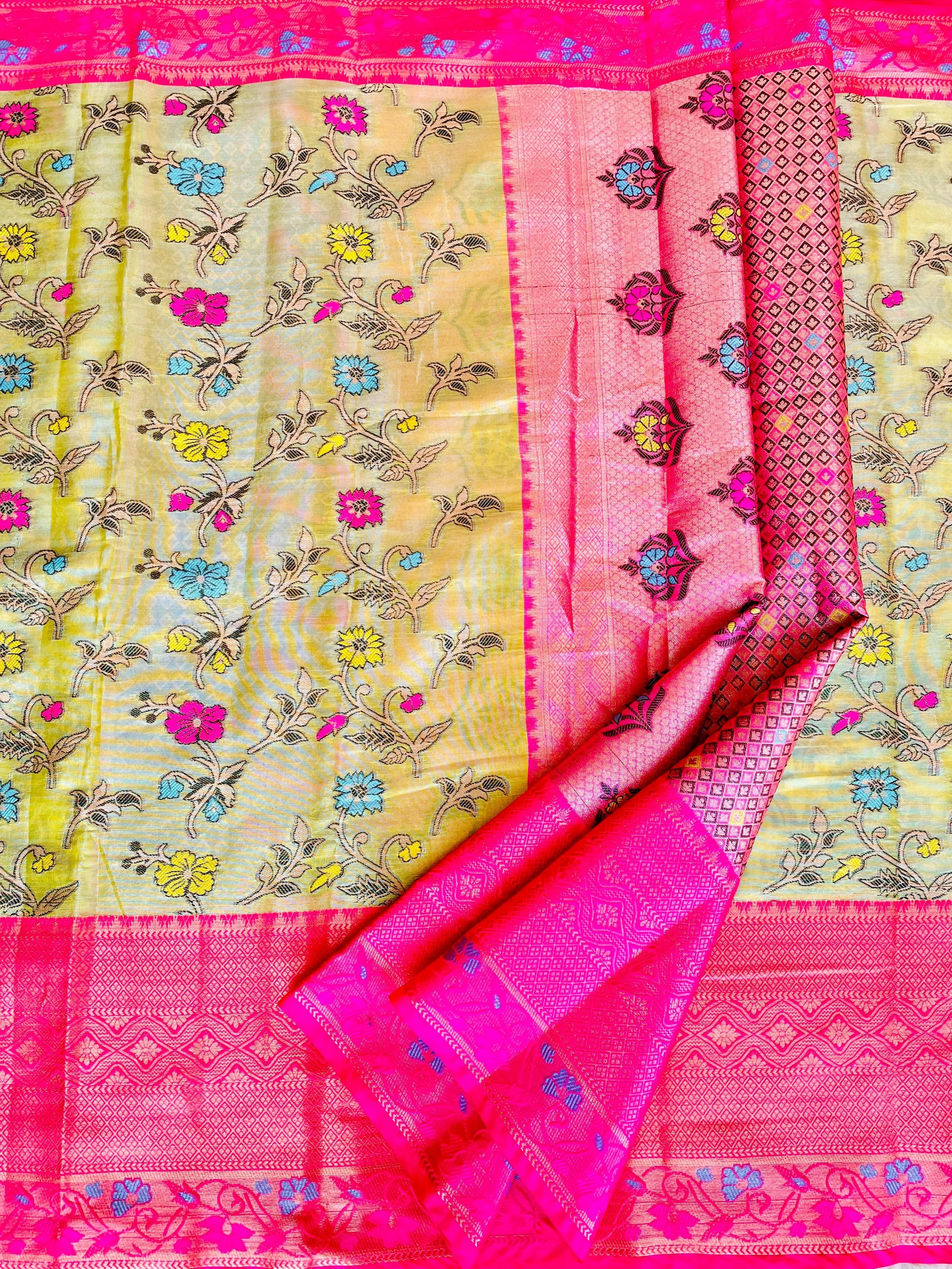 Fresh Arrival: Soft Banarsi Handloom Pattu Silk Saree with Pure Zari Weaving-Pista-4