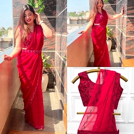 YNF Dori Embroidered Georgette Saree with Full Embroidery Blouse