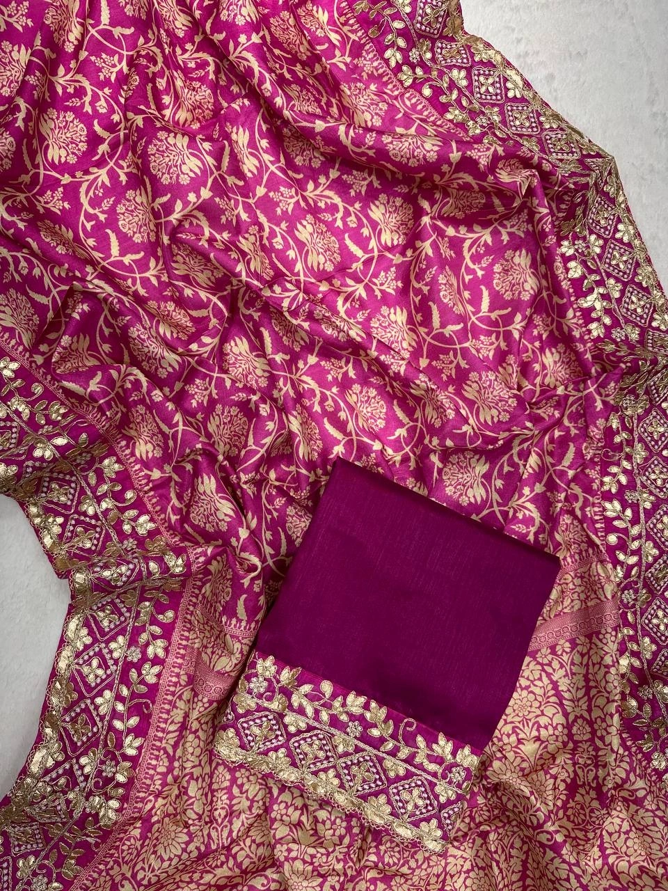 Digital Print Silk Saree with Sequin Embroidery &amp; Gotapati Work-Rani-2