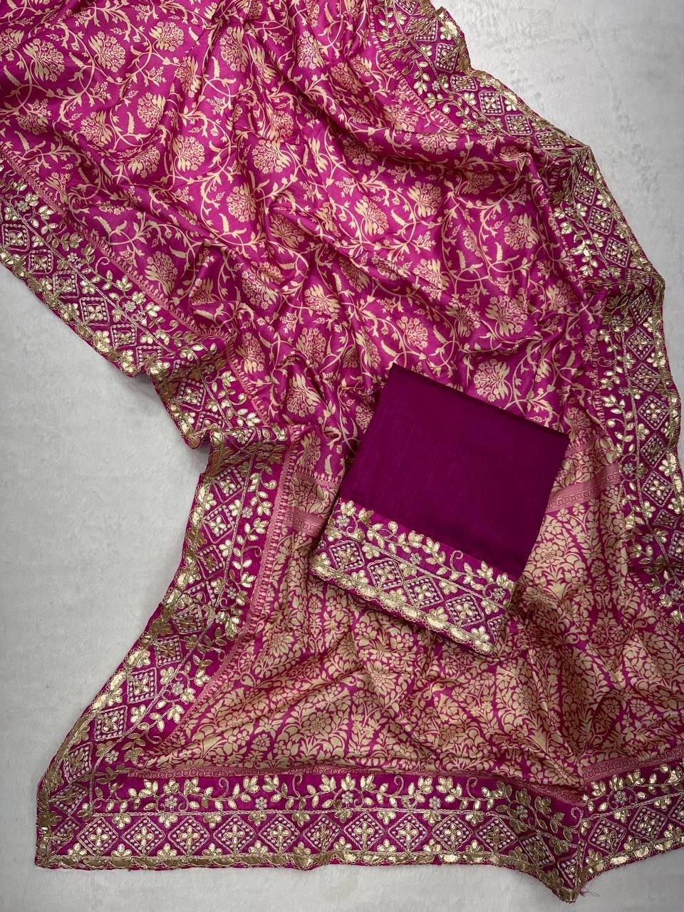 Digital Print Silk Saree with Sequin Embroidery &amp; Gotapati Work-Rani-3