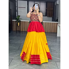 Lehenga and Top Set: Pure Rayon Cotton with Gotta Patti Work
