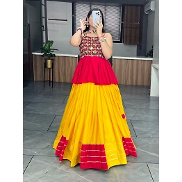 YNF Lehenga and Top Set: Pure Rayon Cotton with Gotta Patti Work
