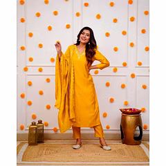 Sequence Embroidered Silk Kurta Set with Chanderi Dupatta