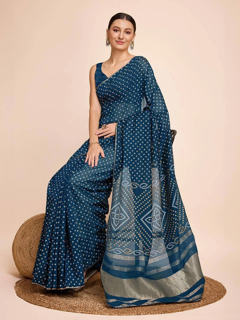 Exclusive Kanchi Border Silk Saree with Zari Weaving-Peacock Blue-1