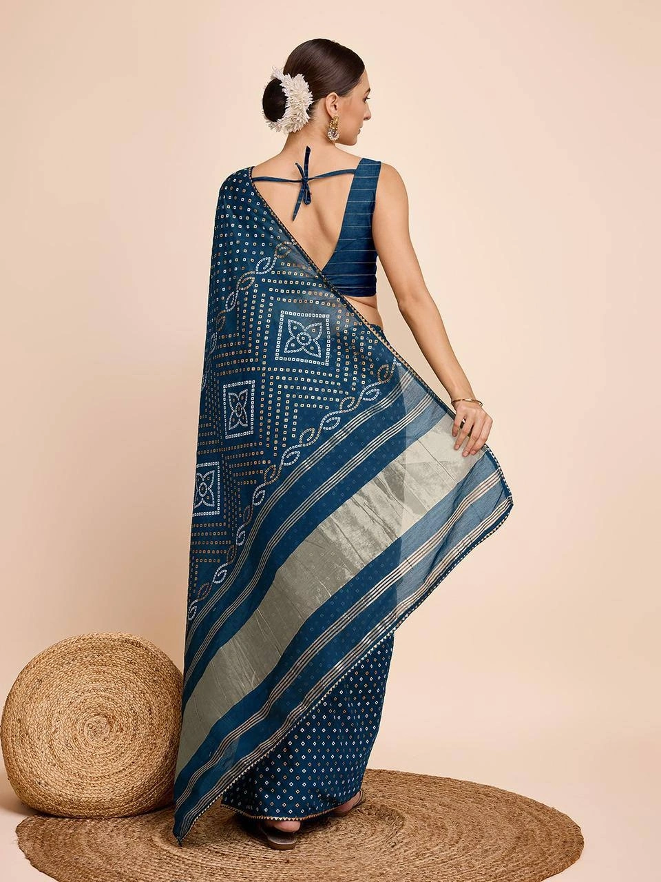 Exclusive Kanchi Border Silk Saree with Zari Weaving-Peacock Blue-2