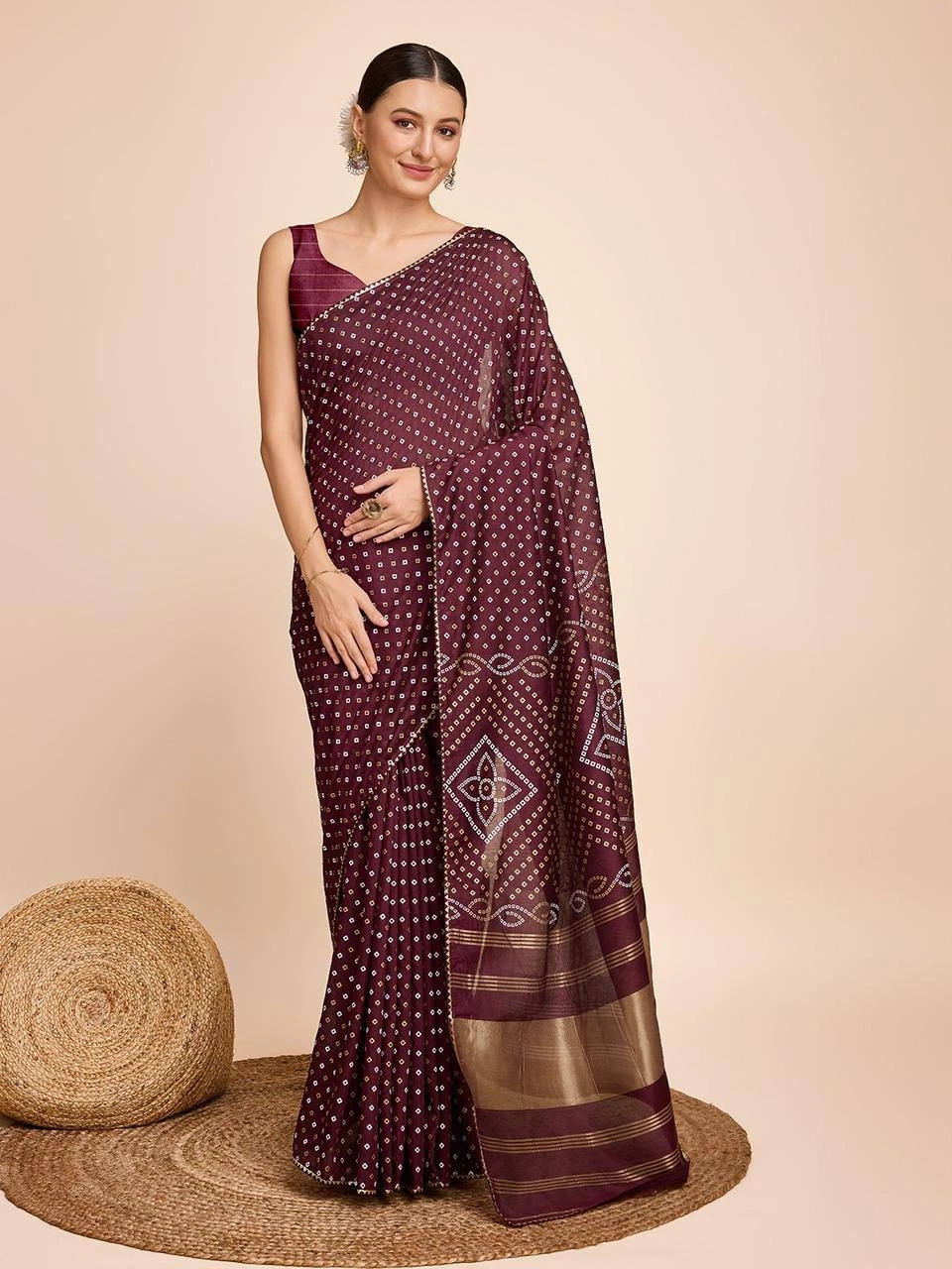 Exclusive Kanchi Border Silk Saree with Zari Weaving-RVR-BANDHANI-Maroon