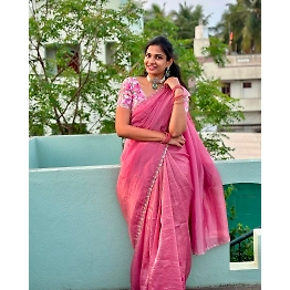 YNF Handcrafted Gold Crush Silk Saree with Digital Printed Blouse