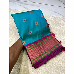 Maharashtrian Silk Saree: Peacock Motifs, Zari Border, Rich Meenakari Pallu