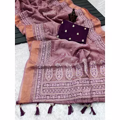 Mulberry Silk Embroidered Blouse with Intricate Border - Luxuriously Beautiful!