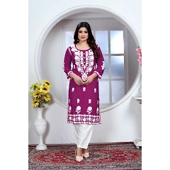 New Embroidered Rayon Kurti with Pants - Stylish and Comfortable