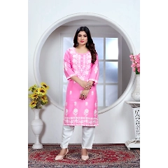 New Embroidered Rayon Kurti with Pants - Stylish and Comfortable