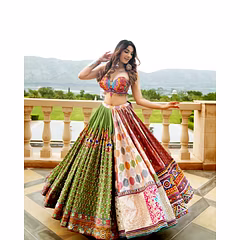 Mirrored Cotton Lehenga Set: Semi-stitched, 41