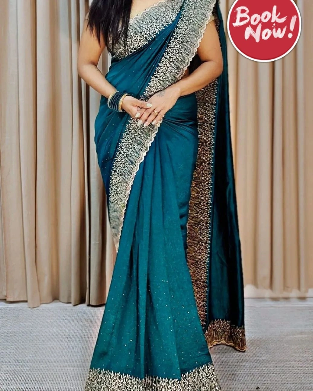 Bluming Vichitra Silk Saree: Exquisite Zari Work and Stone Embellishments-KSF-Naina-Rama