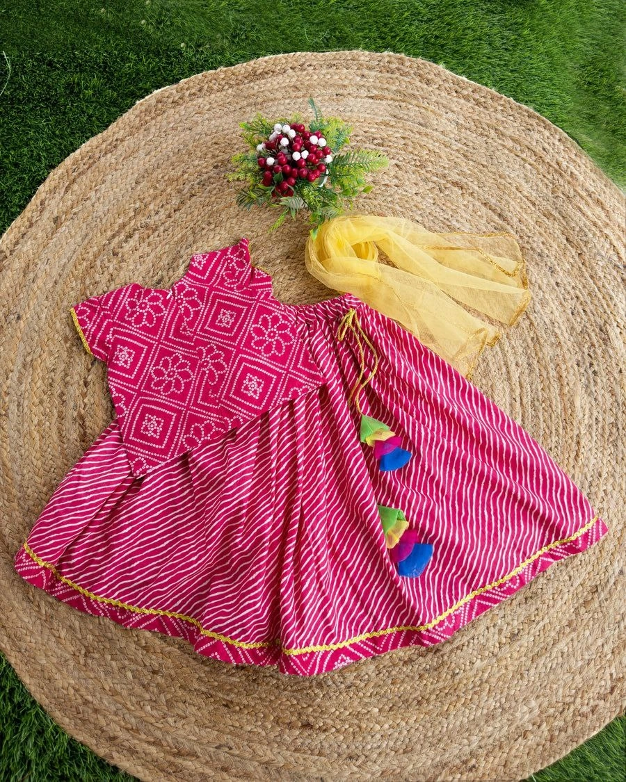 Rajasthani Style Lehenga Choli - Vibrant, Fully Stitched, Perfect for Kids!-Rani-1year-2