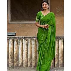Soft Fabric Handcrafted Blouse: Rich Border, 5.50 Cut, 1 Mtr Size