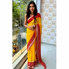 Pure Viscose Georgette Weaving Jacquard Saree: Stunning Shaded Concept Color