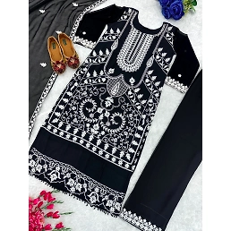 New Designer Party Wear Top and Plazzo Set with Fancy Dupatta and Embroidery