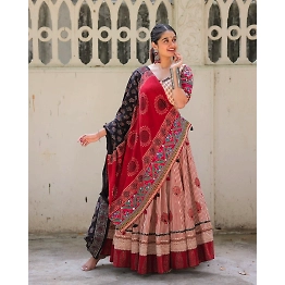 YNF Muslin Cotton Lehenga Set with Mirror Work