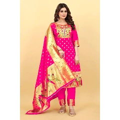 9 Color Options! Pure Silk 3-Piece Set: Top, Bottom, and Dupatta