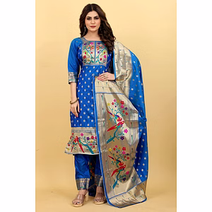 9 Color Options! Pure Silk 3-Piece Set: Top, Bottom, and Dupatta