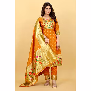 9 Color Options! Pure Silk 3-Piece Set: Top, Bottom, and Dupatta