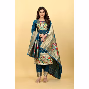 9 Color Options! Pure Silk 3-Piece Set: Top, Bottom, and Dupatta