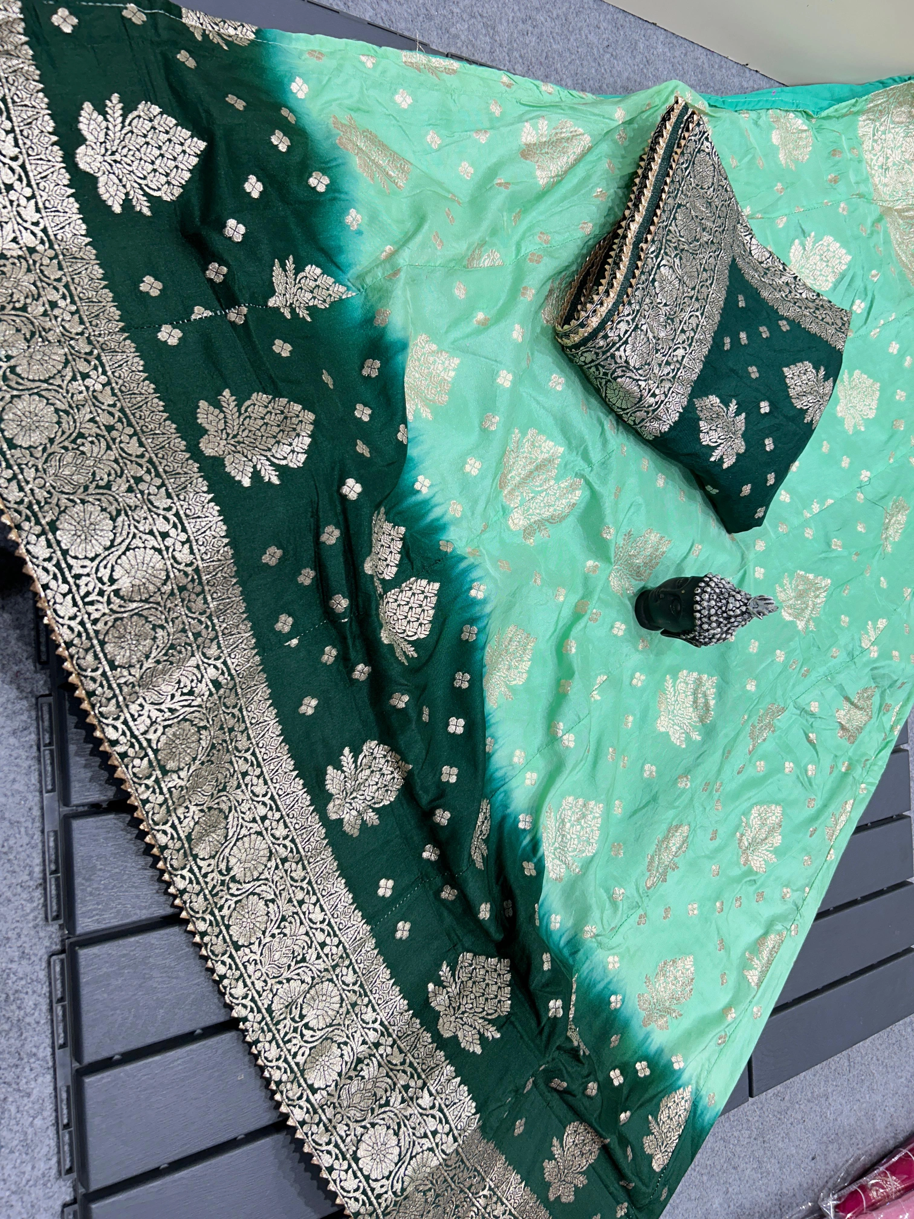 Pure Upada Silk Lehenga with Zari Work &amp; Matching Dupatta-NSD-43-Green