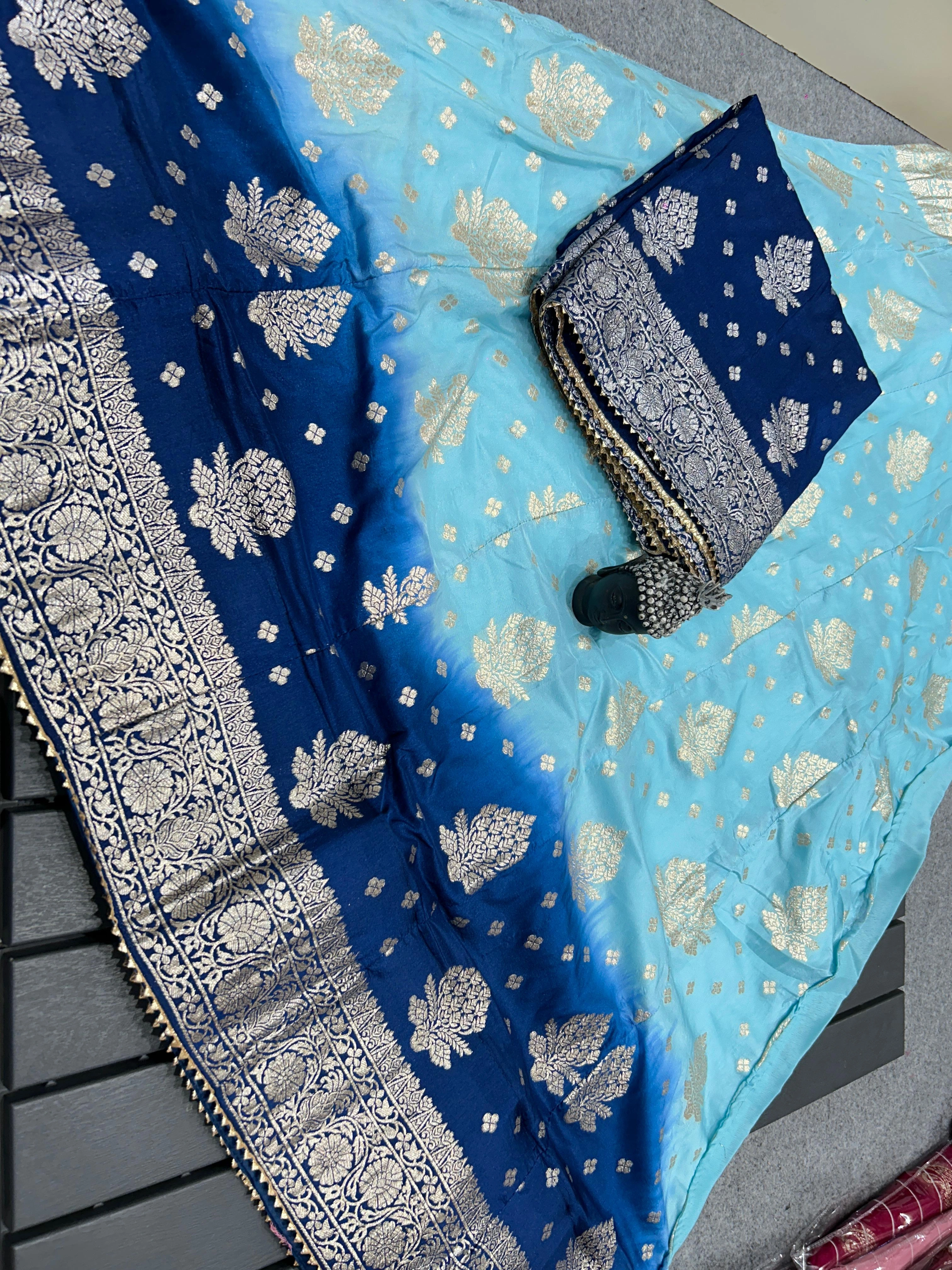 Pure Upada Silk Lehenga with Zari Work &amp; Matching Dupatta-NSD-43-SkyBlue