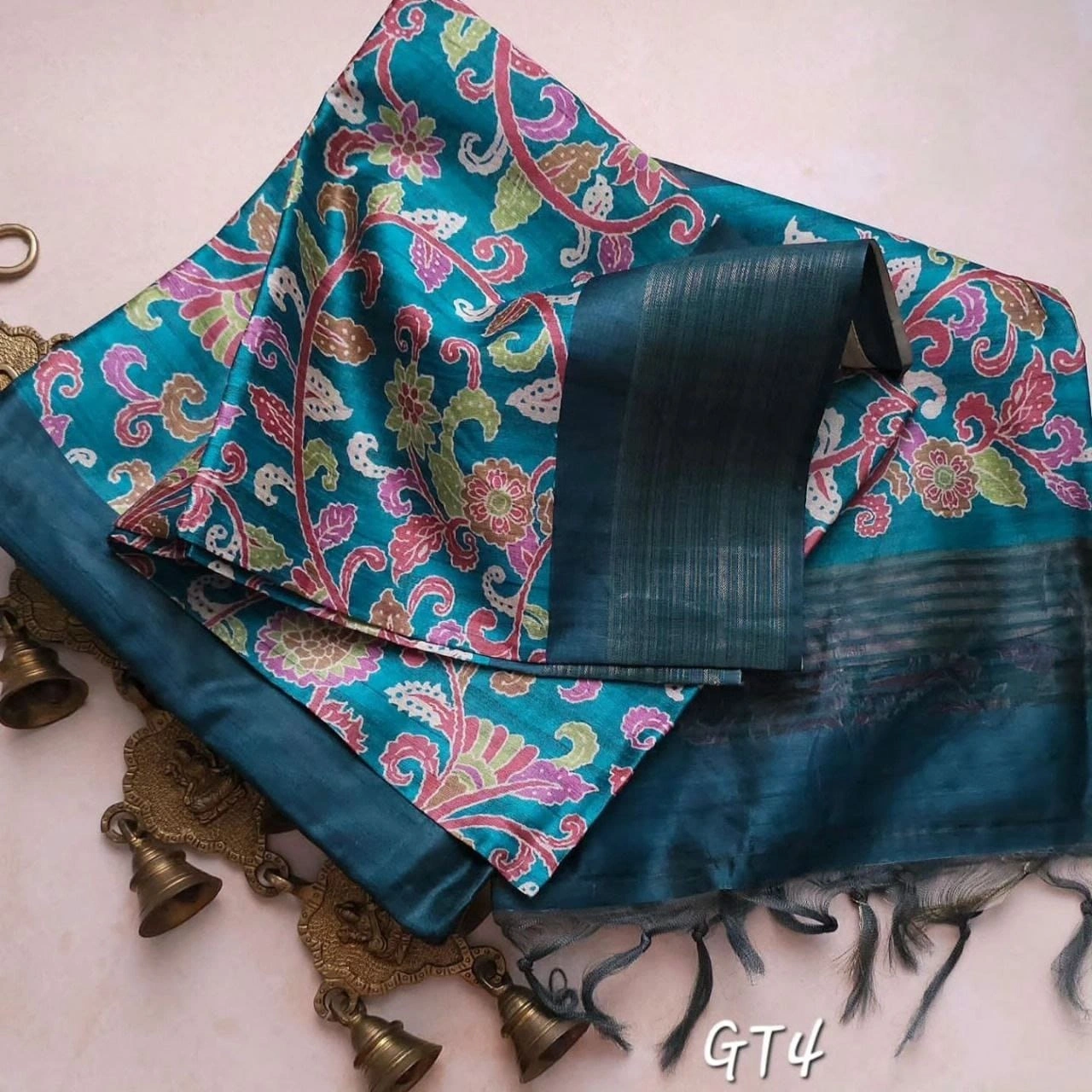 Exclusive Pure Zari Border Tussar Silk Saree with Print-RRW-16-Rama