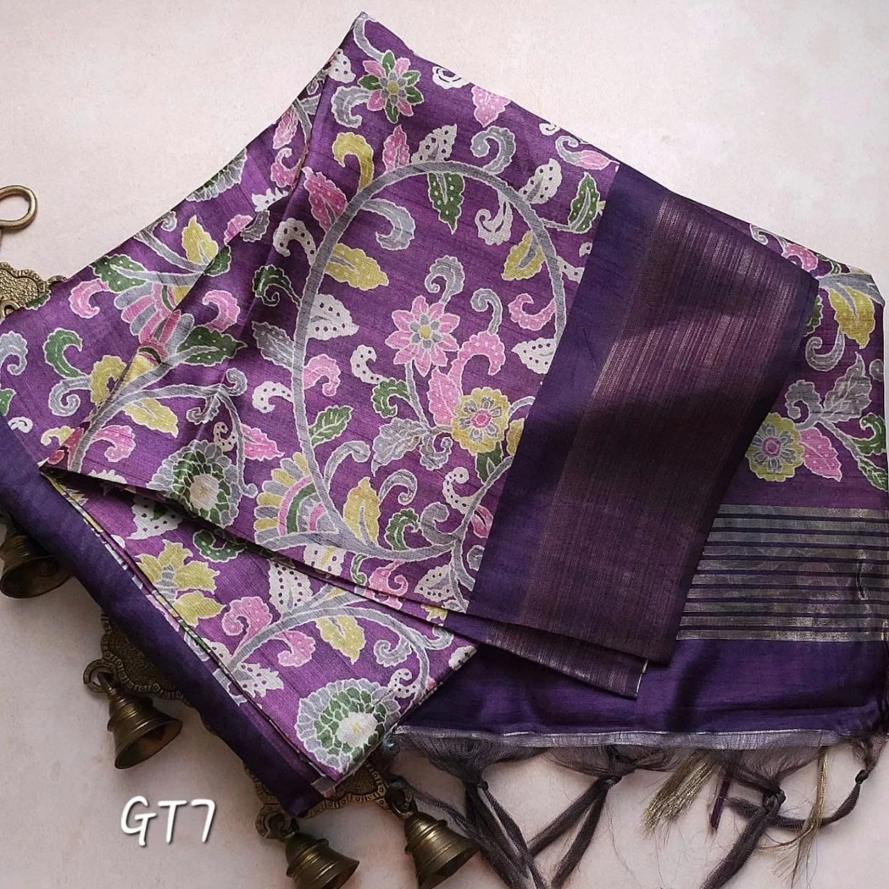 Exclusive Pure Zari Border Tussar Silk Saree with Print-RRW-16-Wine