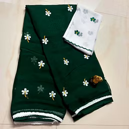 Richly Embroidered Georgette Saree with Tussels and Blouse
