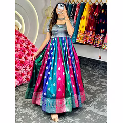 Stunning Dola Silk Jacquard Weave Dress with Padded Inner